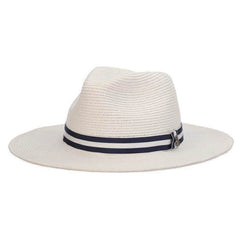 White Panama Style Hat with Striped Band - Tommy Bahama Safari Hat Tommy Bahama Hats TBWL117WHT White Medium (57 cm)