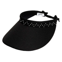 Wide Bill Bling Crystal Golf Sun Visor with Coil Lace - Glove It Visors Visor Cap GloveIt VB600 Black