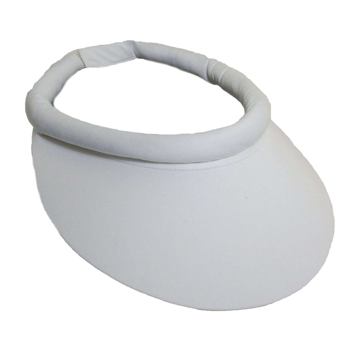 Wide Brim Cotton Sun Visor with Rolled Band by Tropical Trends Visor Cap Dorfman Hat Co. v14WH White