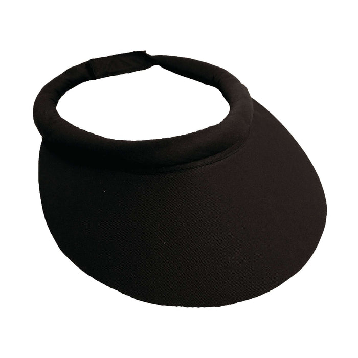 Wide Brim Cotton Sun Visor with Rolled Band by Tropical Trends Visor Cap Dorfman Hat Co. v14BK Black