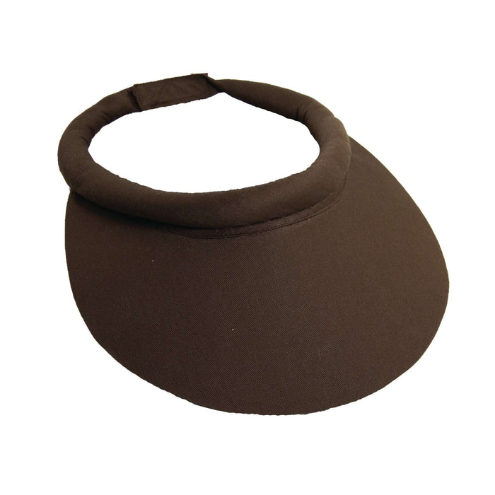 Wide Brim Cotton Sun Visor with Rolled Band by Tropical Trends Visor Cap Dorfman Hat Co. v14BN Chocolate