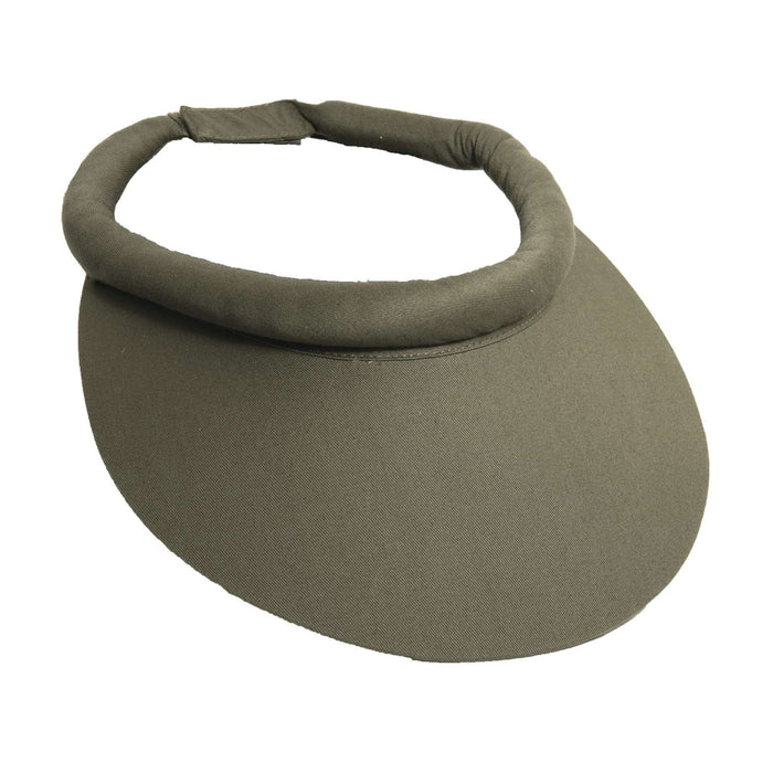Wide Brim Cotton Sun Visor with Rolled Band by Tropical Trends Visor Cap Dorfman Hat Co. v14KH Khaki