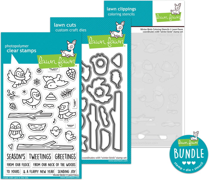 winter birds (stamp+die+coloring stencil bundle)