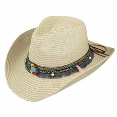 Women's Cowboy Hat with Tassel Band - Jeanne Simmons Hats Cowboy Hat Jeanne Simmons Accessories js1342bg Beige