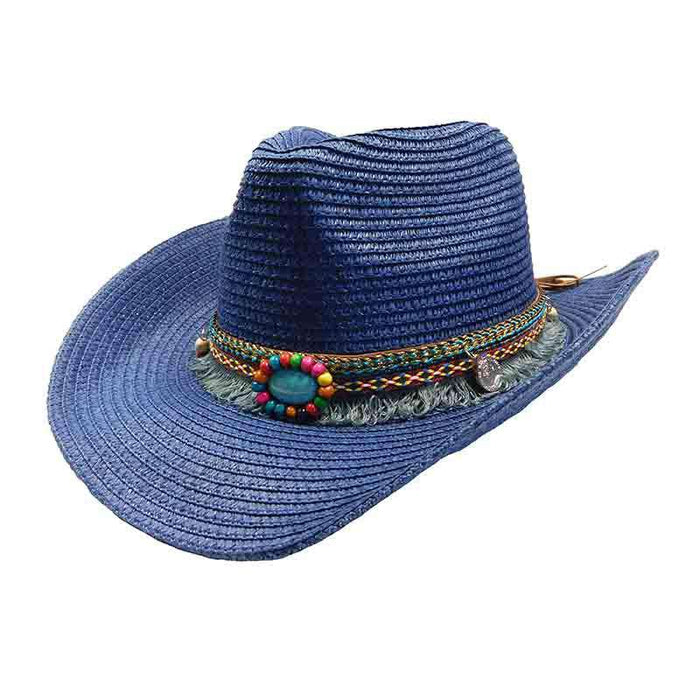 Women's Cowboy Hat with Tassel Band - Jeanne Simmons Hats Cowboy Hat Jeanne Simmons Accessories js1342nv Blue