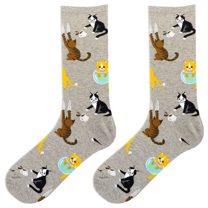 Women's Grey Bad Cat Socks