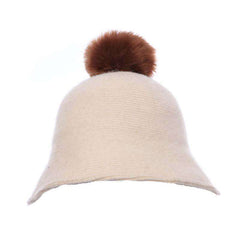 Wool Cloche with Pom Pom Beanie Something Special Hat gy5649WW Winter White