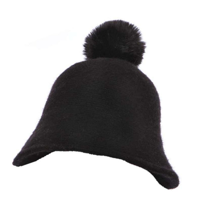 Wool Cloche with Pom Pom Beanie Something Special Hat gy5649BK Black