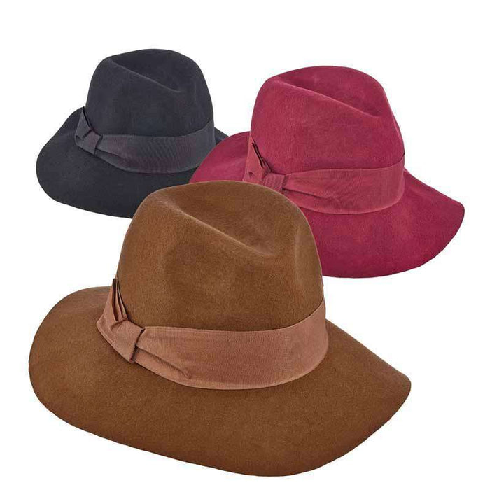 Wool Felt Floppy Brim Fedora Hat - Scala Collezione Fedora Hat Scala Hats