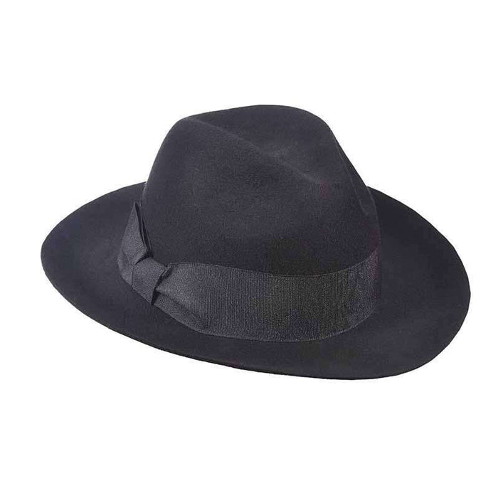Wool Felt Floppy Brim Fedora Hat - Scala Collezione Fedora Hat Scala Hats LF195BK Black