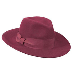 Wool Felt Floppy Brim Fedora Hat - Scala Collezione Fedora Hat Scala Hats LF195BK Wine