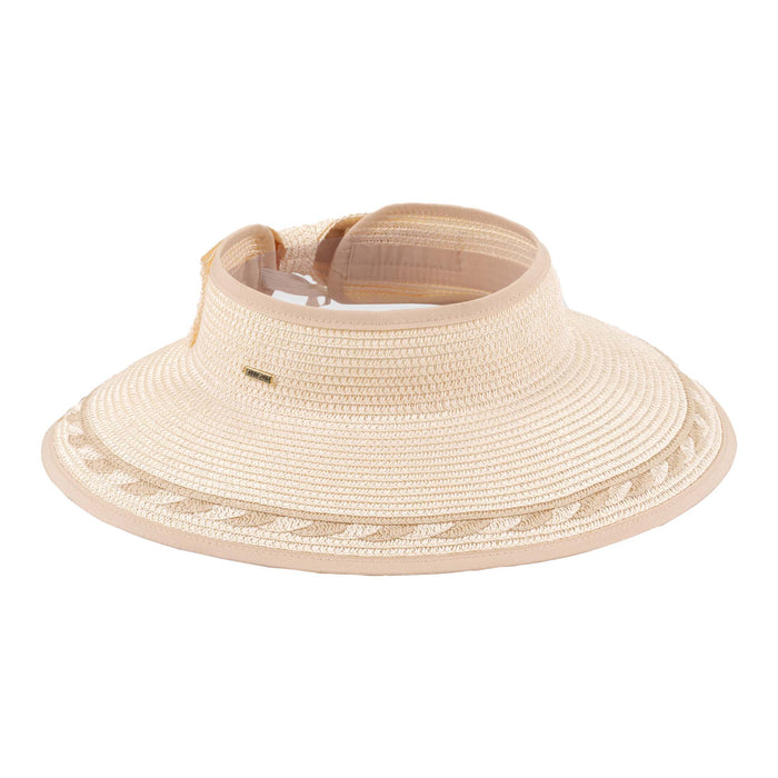 Wrap Around Visor Hat with Bow for Small Heads - Sun 'N' Sand Hats Visor Cap Sun N Sand Hats HH3557A Ivory Small