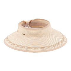 Wrap Around Visor Hat with Bow for Small Heads - Sun 'N' Sand Hats Visor Cap Sun N Sand Hats HH3557A Ivory Small