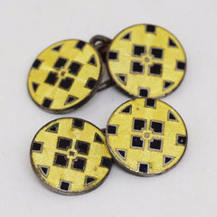 Yellow Enamel Deco Cufflinks