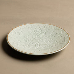 Zagora Dinner Plate Green - Moroccan Dinnerware Adorned with 12 Carat Gold Accents - Benisouk