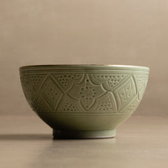 Zagora Green Bowl - Moroccan Dinnerware Adorned with 12 Carat Gold Accents - Benisouk