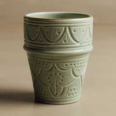 Zagora Green Cup - Moroccan Dinnerware Adorned with 12 Carat Gold Accents - Benisouk
