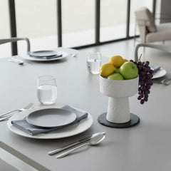 Zagora white Pedestal Bowl - Handcrafted with 12 Carat Gold Accents - Benisouk